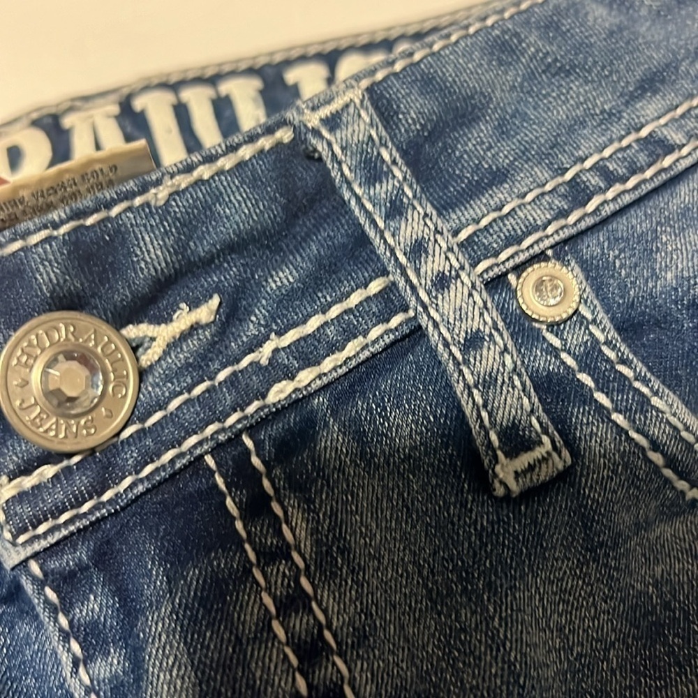 VTG Hydraulic blue jean shorts with jeweled pockets size 5/6 - Picture 12 of 12